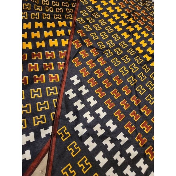 Odile St Germain Paris Scarf Burgundy Navy Blue Gold Abstract Neck Scarf - Picture 3 of 3